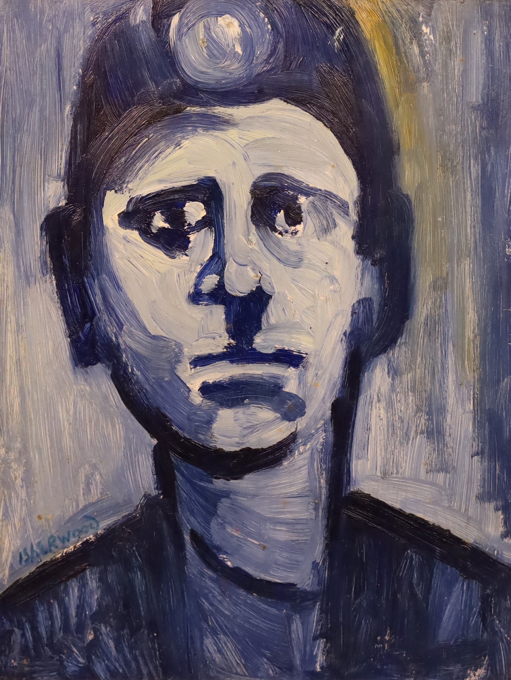 James Lawrence Isherwood (British, 1917-1989), 'Miner Wigan', oil on board, 44 x 34cm